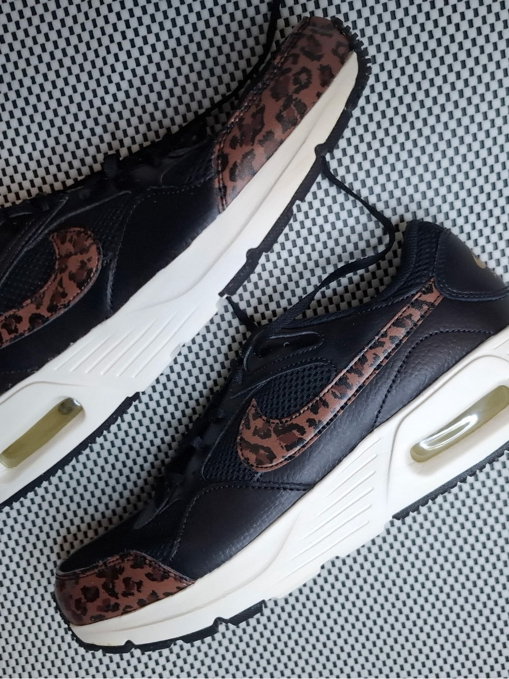 Nike Women's Black Sneakers with Brown Leopard Accents